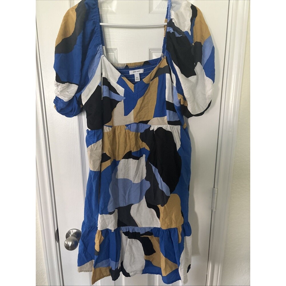 Nine West Dress Women's XXL Lavender / Blue Shoulder Babydoll
